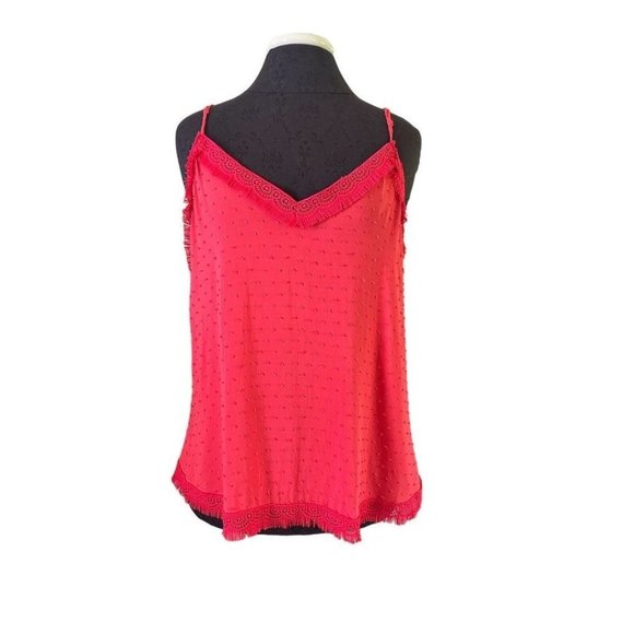 Collective Concepts Red w/ Fringe Tank Top Women’s Size M - Picture 3 of 8